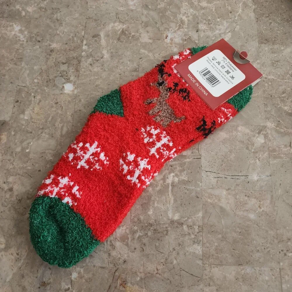 Women's Colorful Christmas Fluffy Socks (2pk)